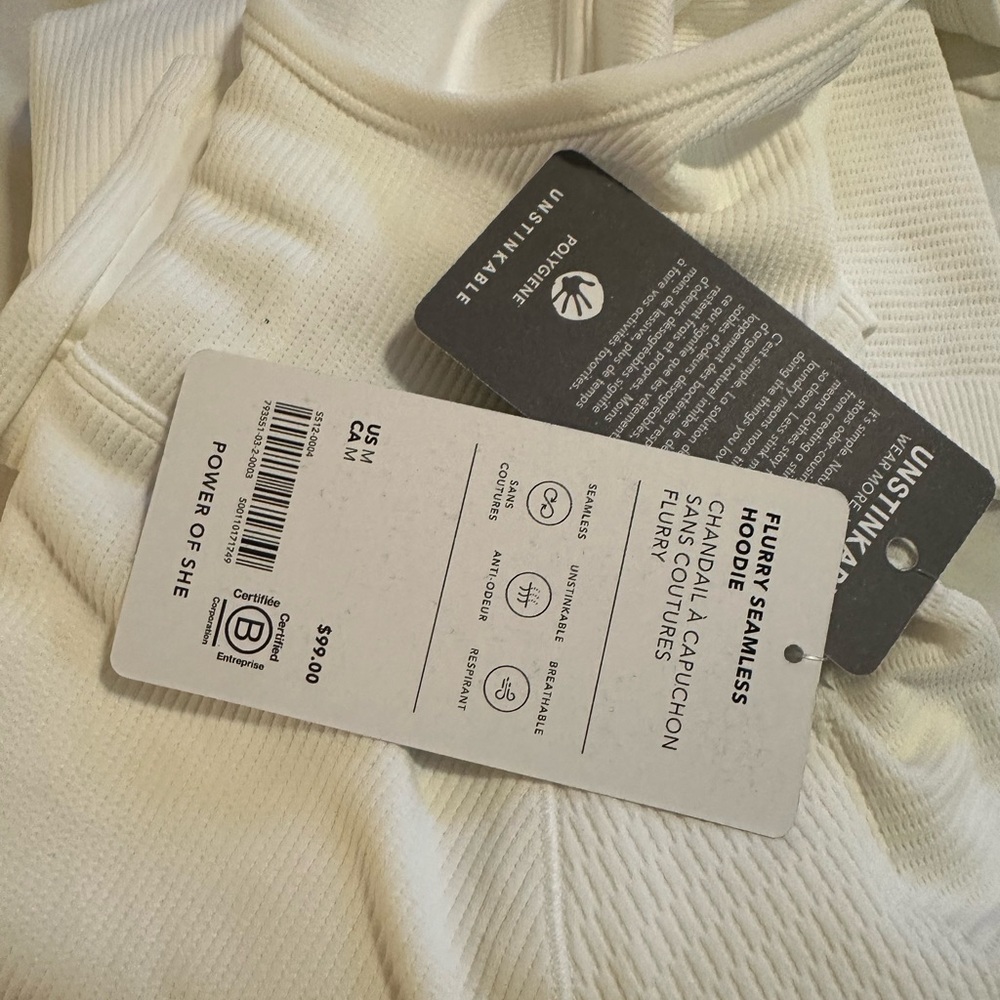 NWT Athleta White Seamless Hoodie